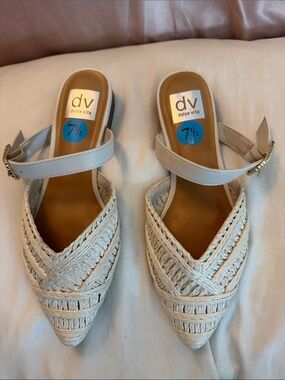 Dolce Vita Cream Braided Pointed Slingback Mules